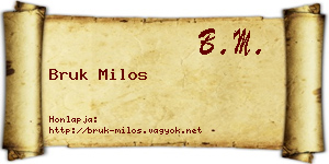 Bruk Milos névjegykártya